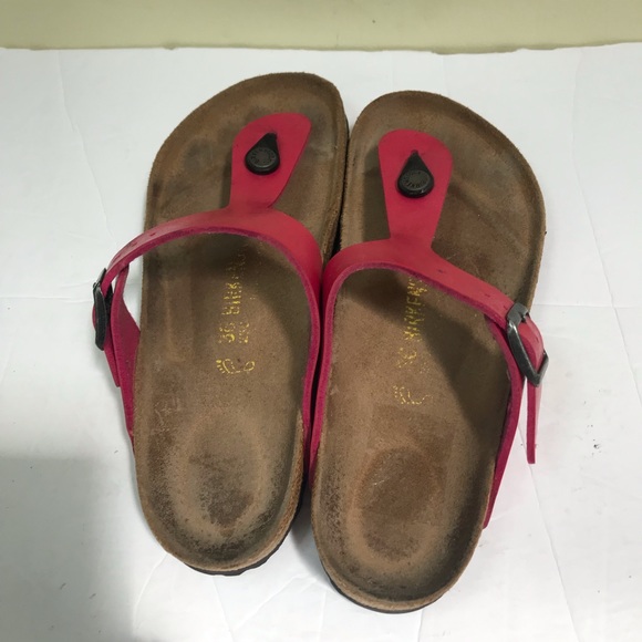 BIRKENSTOCK GIZEH Thong Pink Vegan Leather Sandals Slides Mules Cork Minimalist - Picture 11 of 13